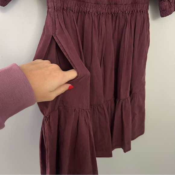 Sea New York Purple Red Simona Smocked Bodice Puff Sleeve Mini Dress - Picture 4 of 9